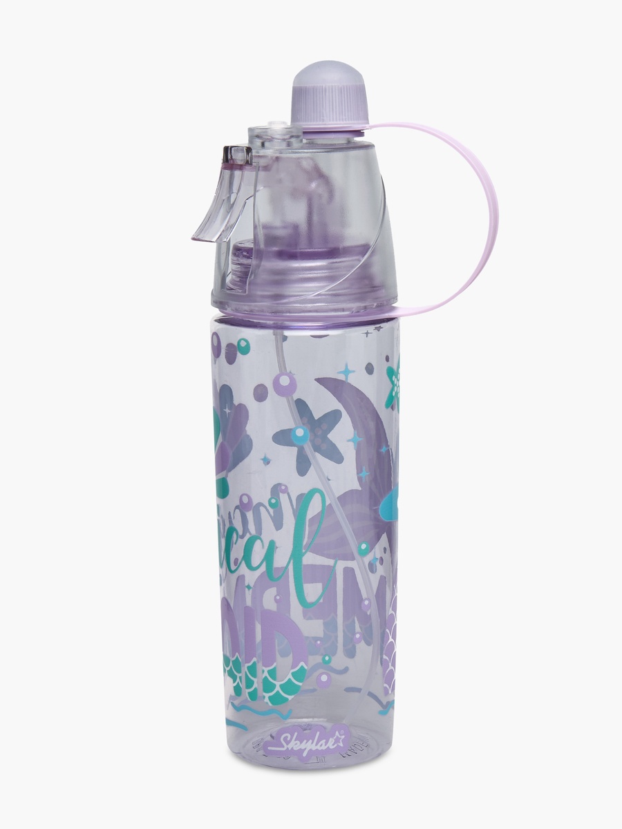 Mermaid Print Tritan Water Bottle with Spout and Spray Nozzle