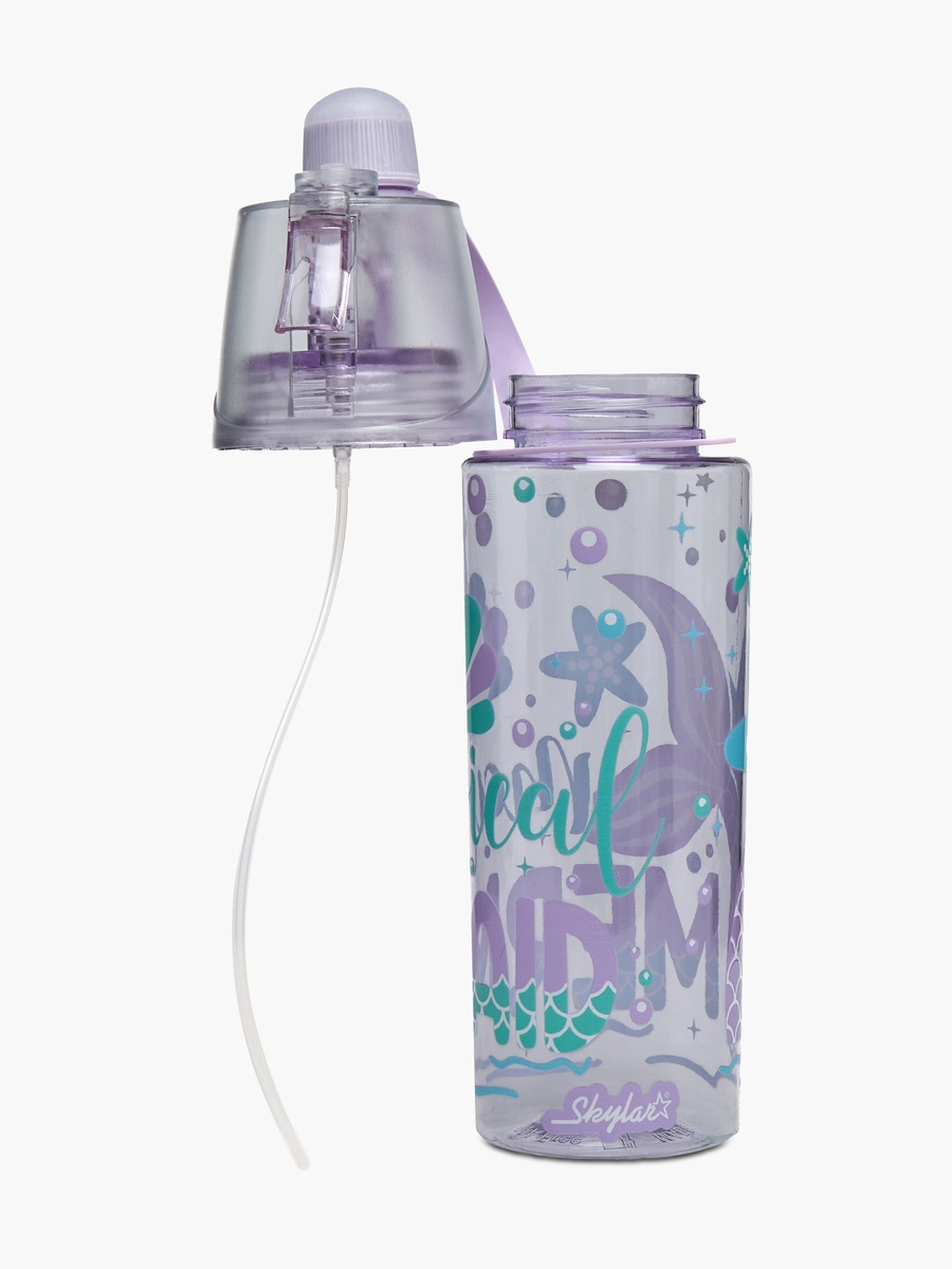 Mermaid Print Tritan Water Bottle with Spout and Spray Nozzle