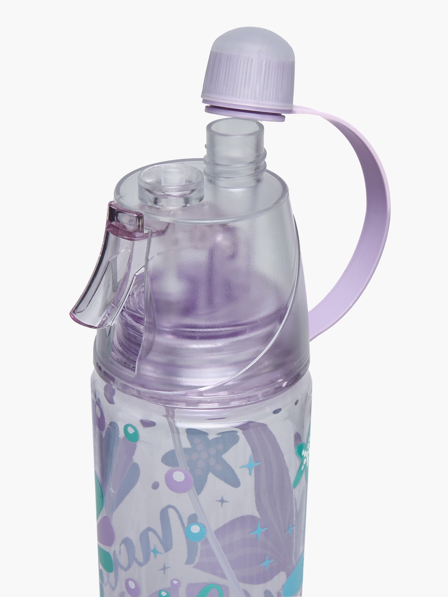 Mermaid Print Tritan Water Bottle with Spout and Spray Nozzle