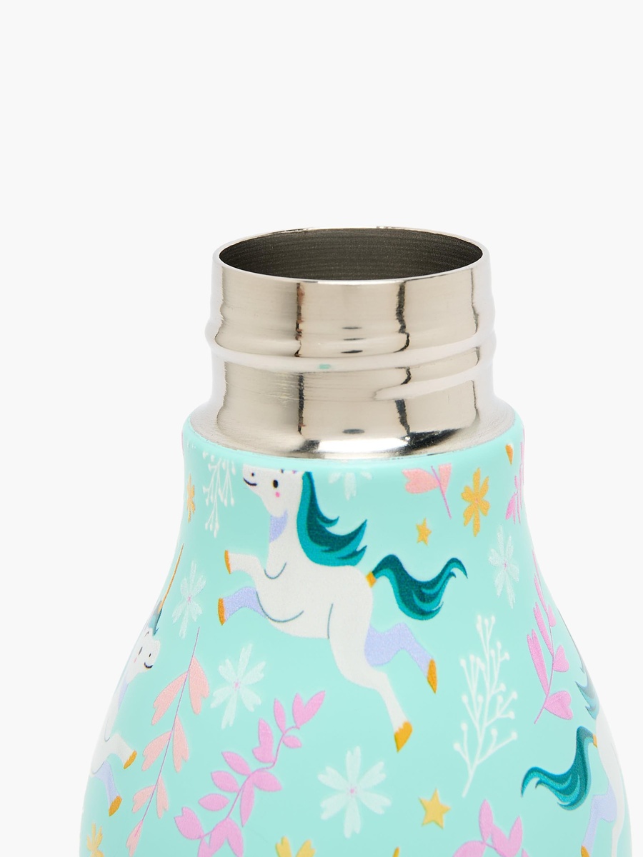 Unicorn Print Stainless Steel Water Bottle with Wristlet Strap - 550 ml