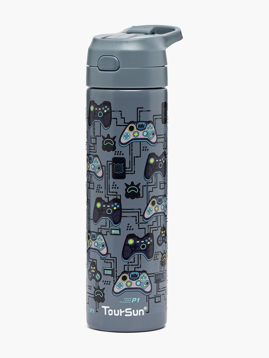 Game Controller Print Stainless Steel Water Bottle with Flip Spout and Handle - 540 ml