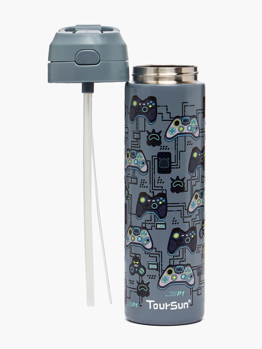 Game Controller Print Stainless Steel Water Bottle with Flip Spout and Handle - 540 ml