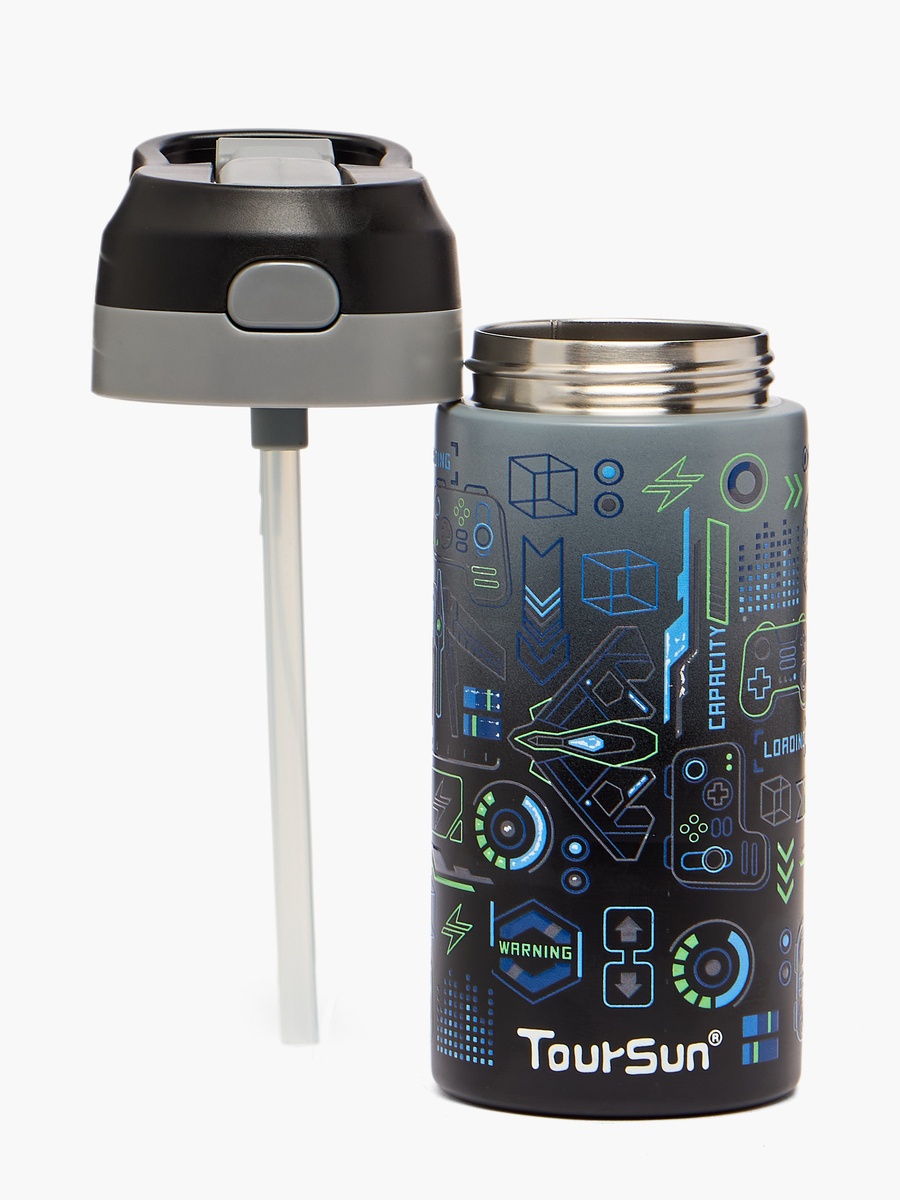 Printed Stainless Steel Water Bottle with Spout - 320 ml
