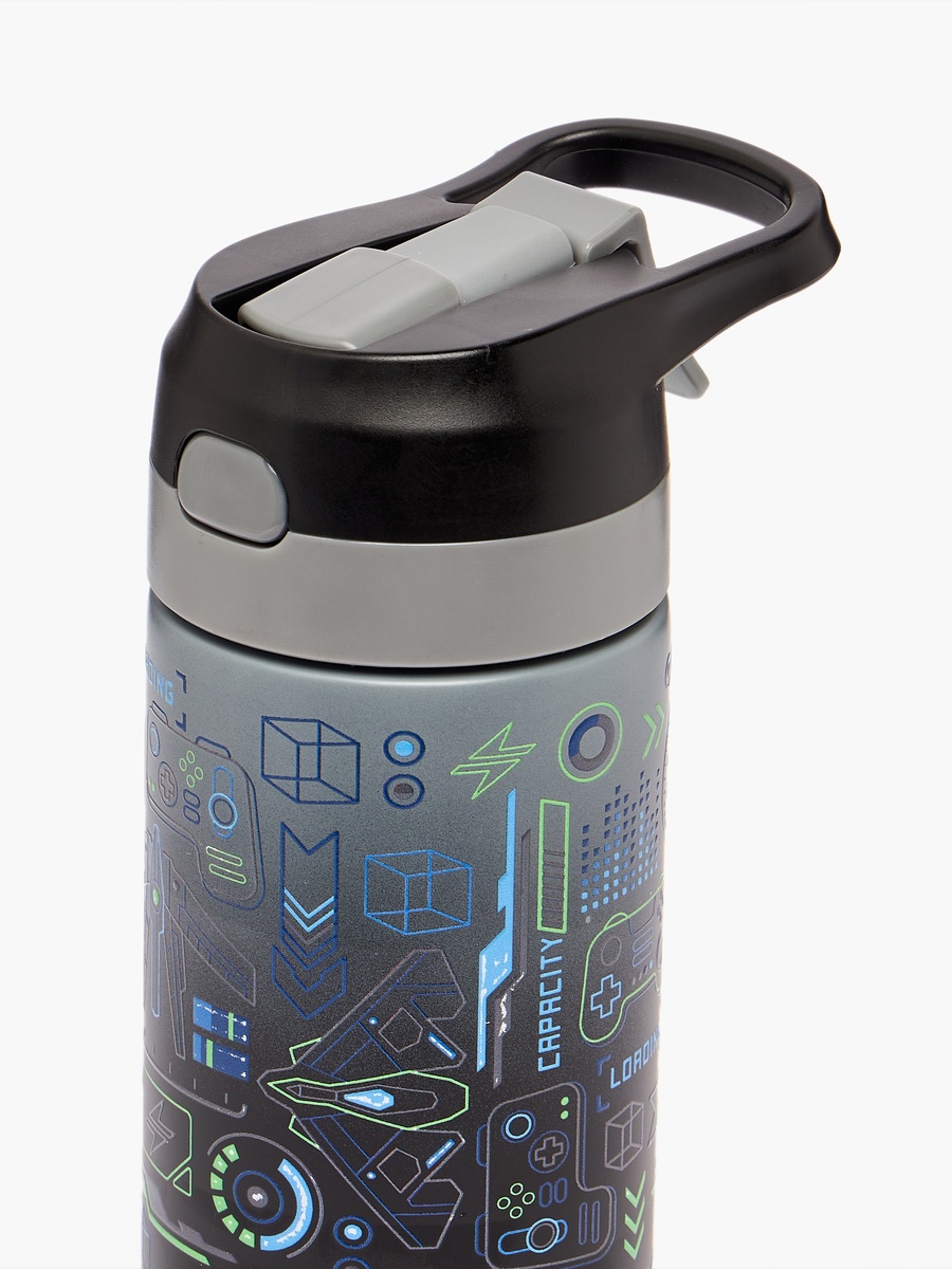 Printed Stainless Steel Water Bottle with Spout - 320 ml