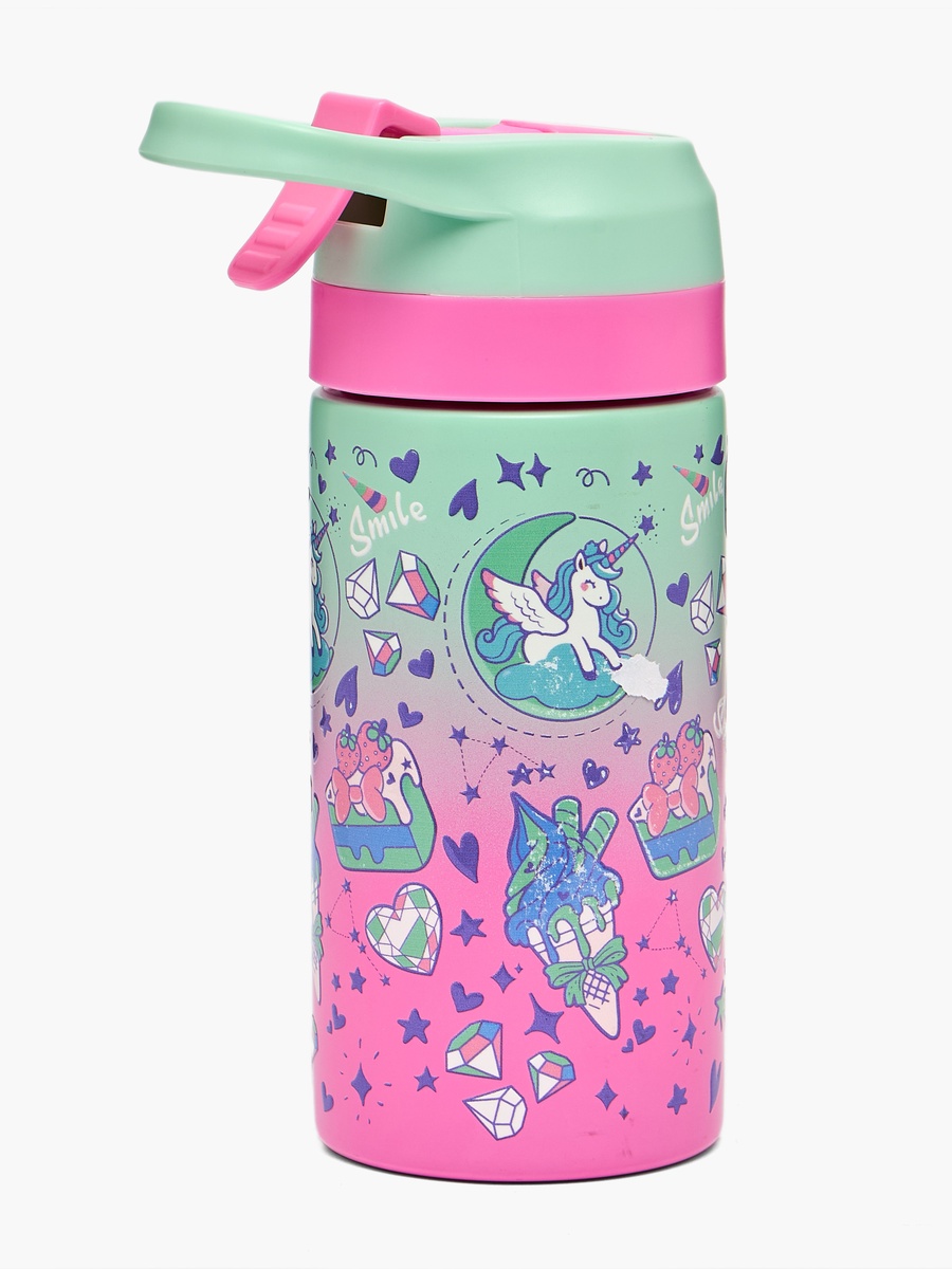 Unicorn Print Stainless Steel Water Bottle with Spout - 320 ml