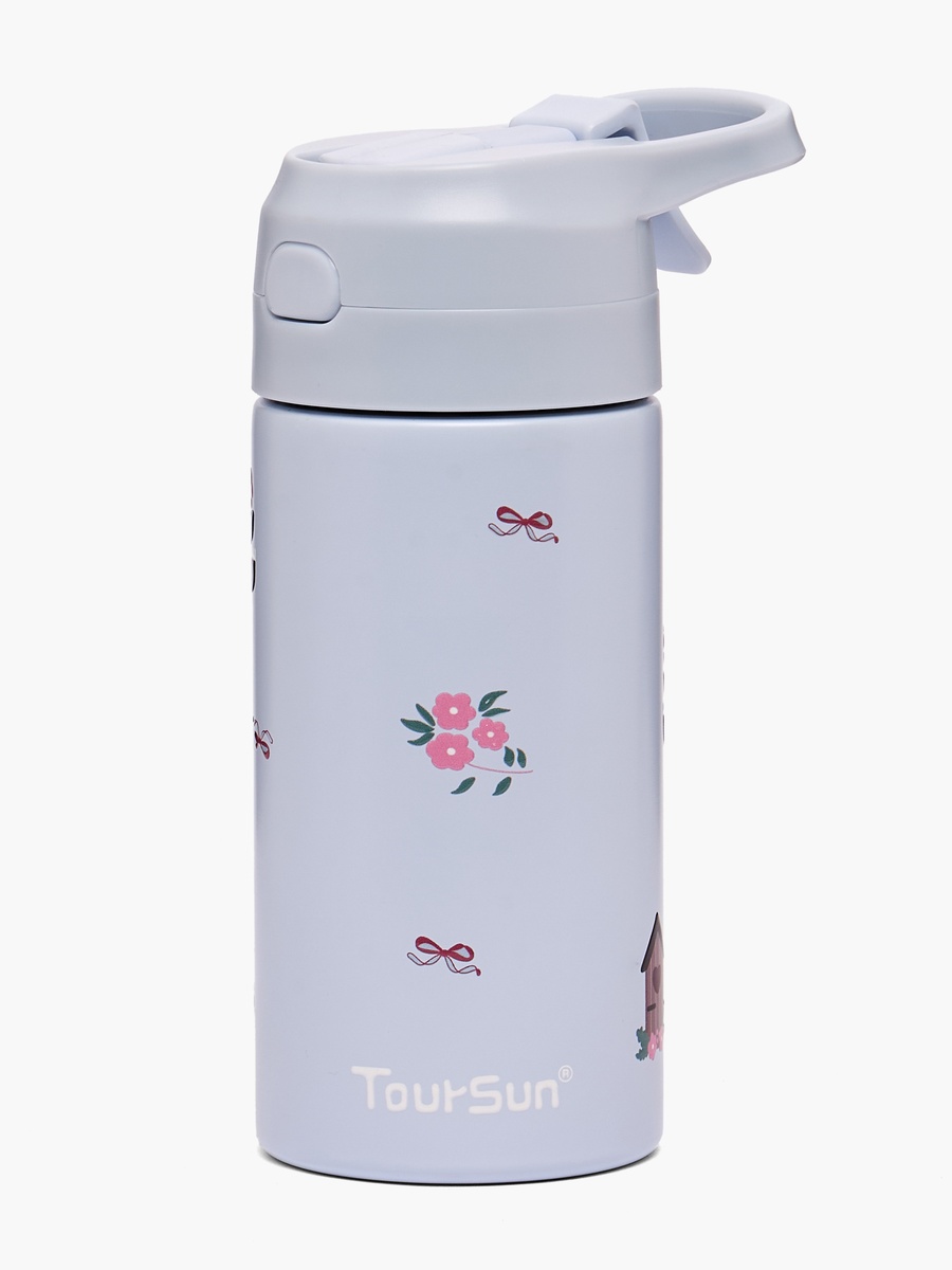 Printed Water Bottle with Straw - 320 ml