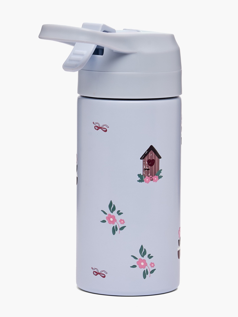 Printed Water Bottle with Straw - 320 ml