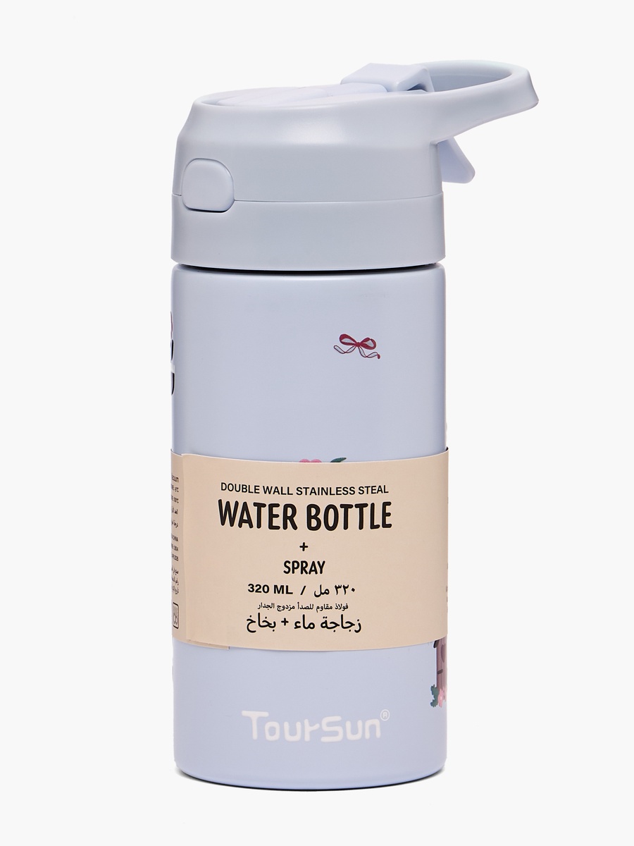 Printed Water Bottle with Straw - 320 ml