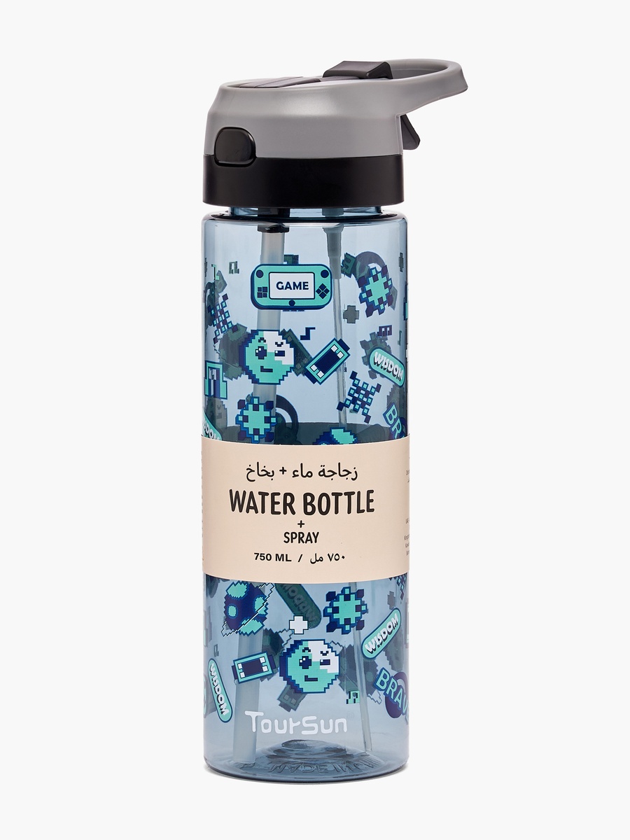 Gaming Print Water Bottle with Spout and Spray - 750 ml