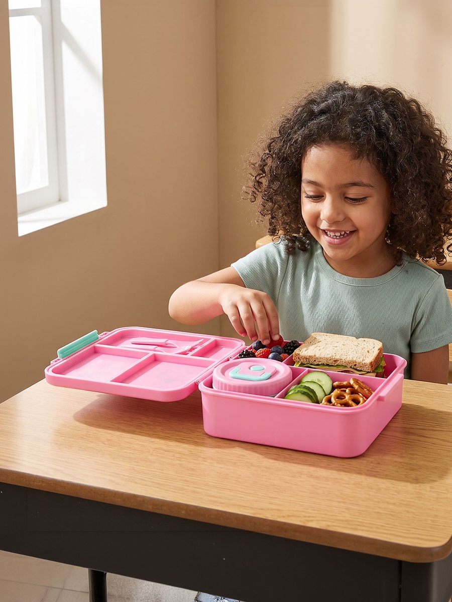 Floral Print Bento Lunch Box with Cutlery