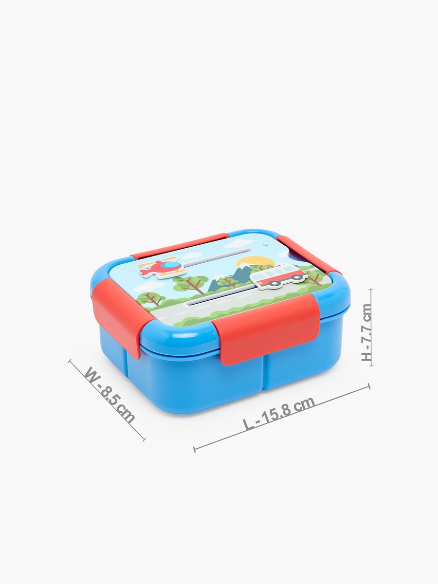 صندوق غداء للأولاد بطبعات مركبات مع أقسام - 1.3 لتر