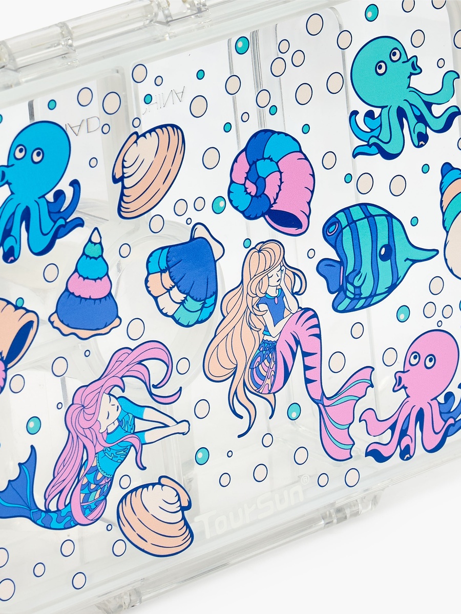 Mermaid Print Lunch Box with 5 Compartments - 850 ml