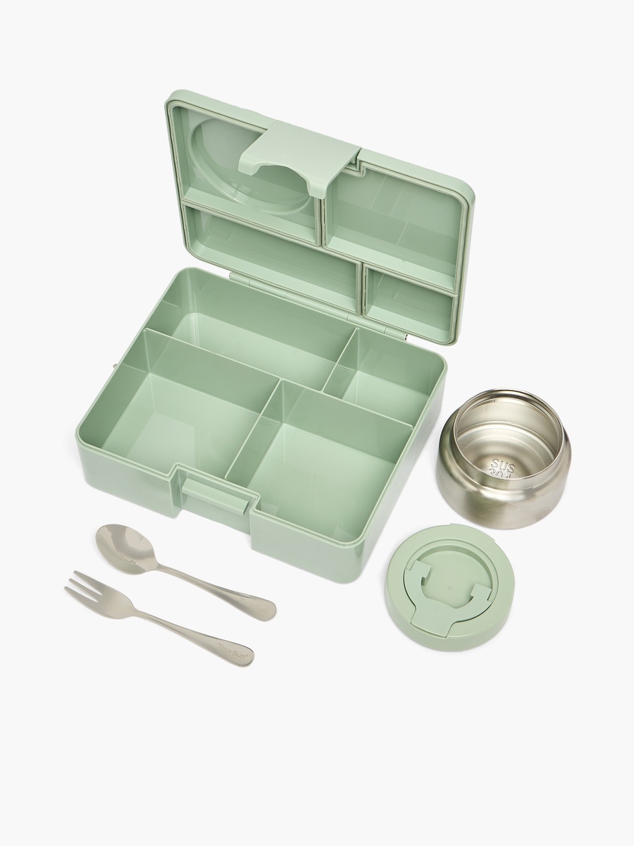 4-Compartment Bento Lunch Box with Food Jar and Cutlery