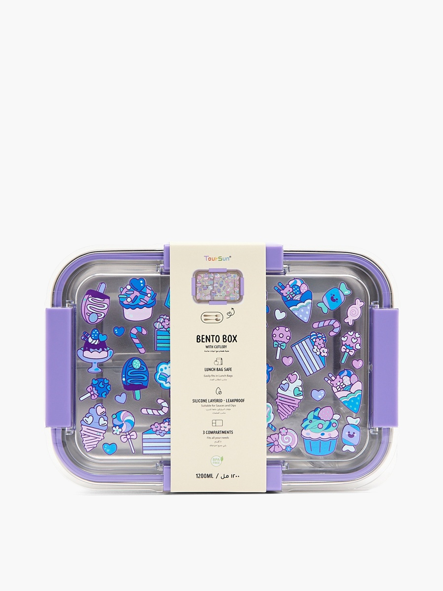 Ice Cream Print Bento Lunch Box with Compartments - 1.2 L