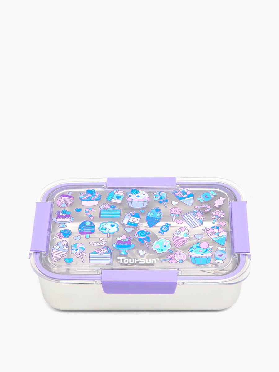 Ice Cream Print Bento Lunch Box with Compartments - 1.2 L