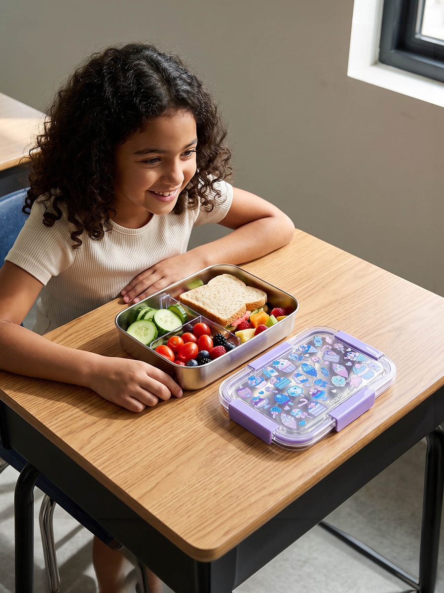 Ice Cream Print Bento Lunch Box with Compartments - 1.2 L