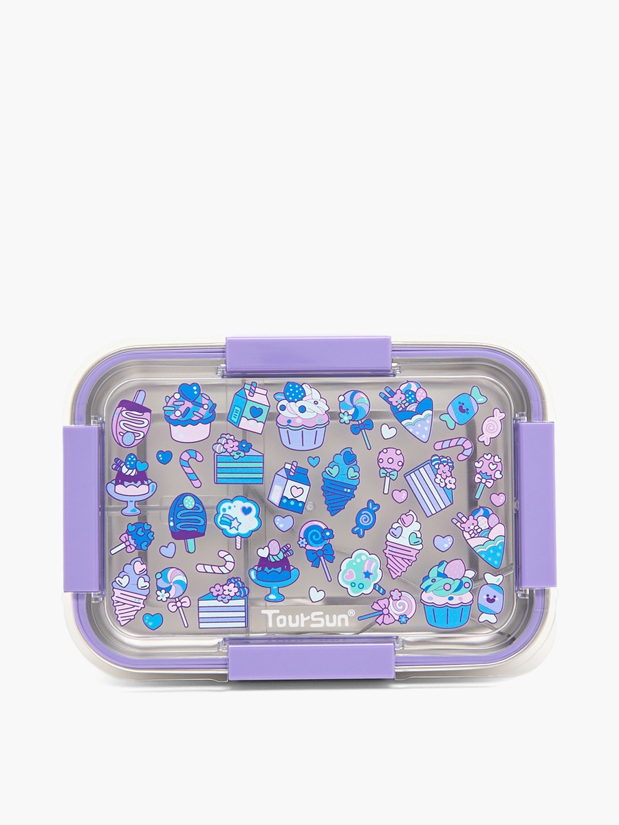 Ice Cream Print Bento Lunch Box with Compartments - 1.2 L