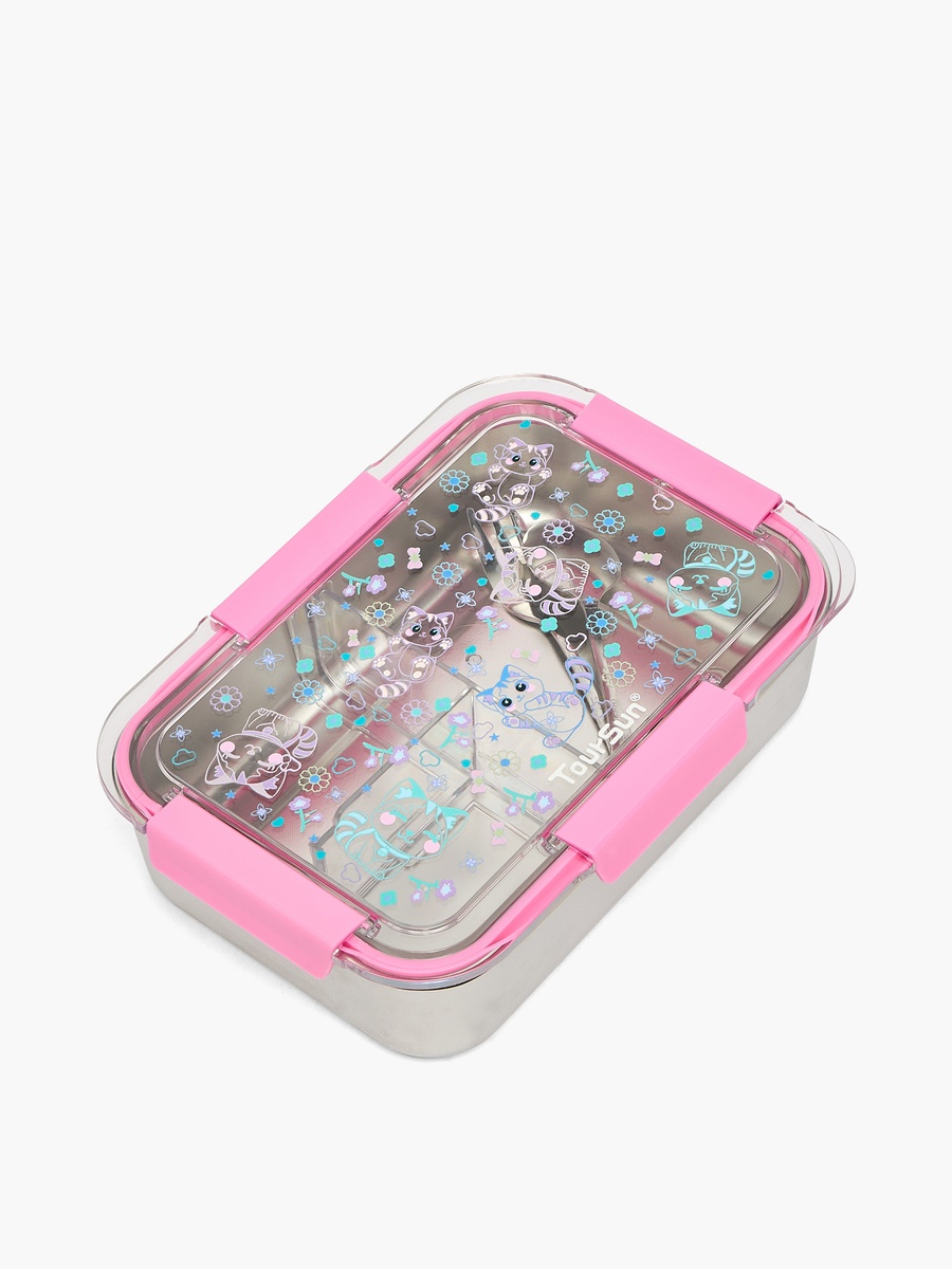 Cat Print Bento Lunch Box with 3 Compartments