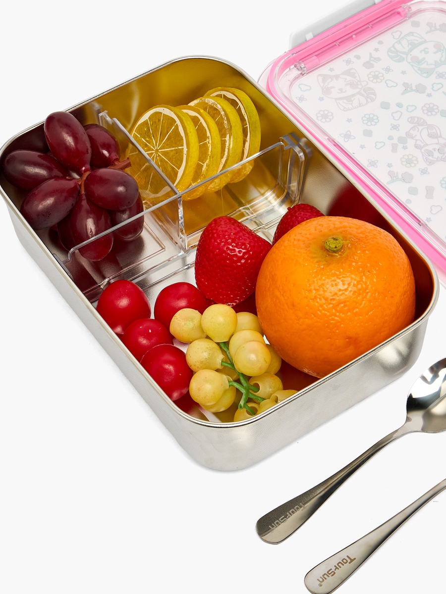 Cat Print Bento Lunch Box with 3 Compartments