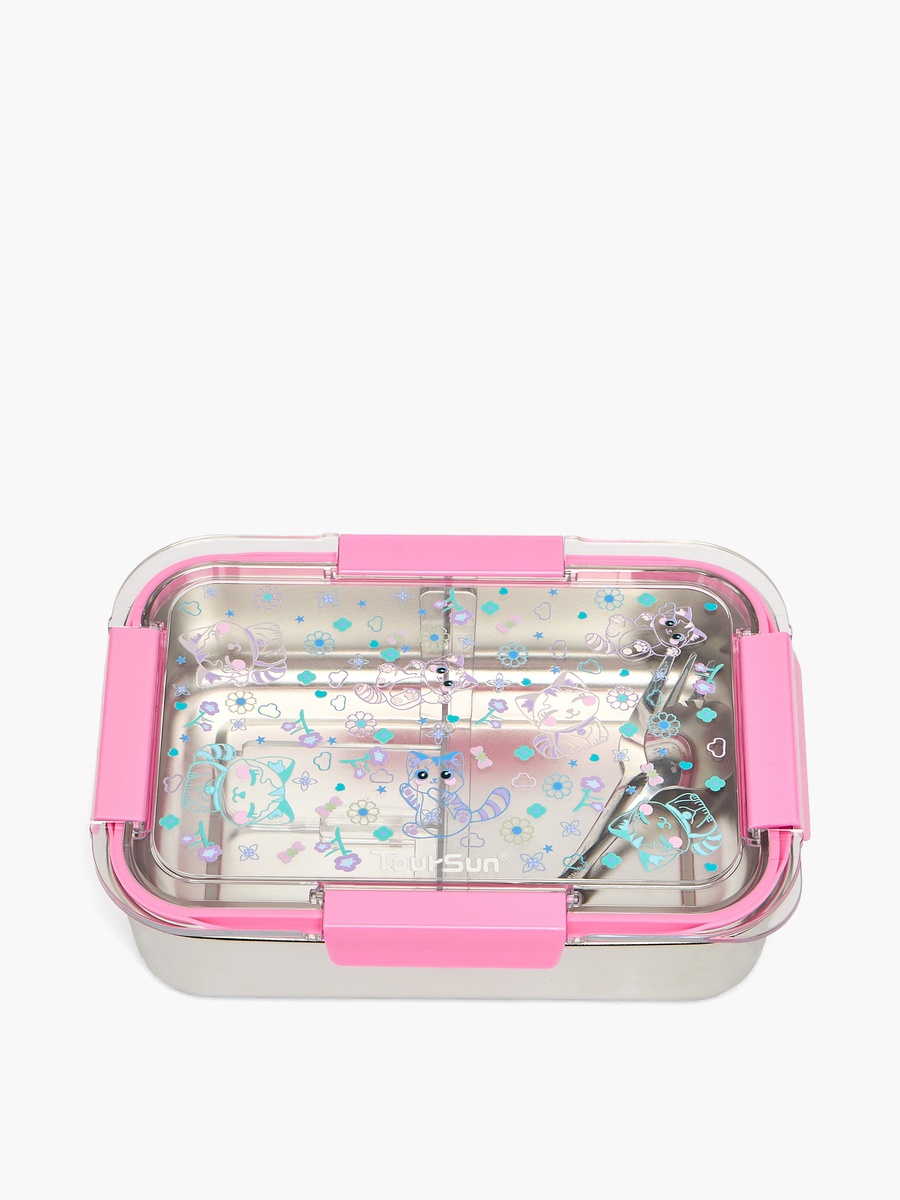 Cat Print Bento Lunch Box with 3 Compartments