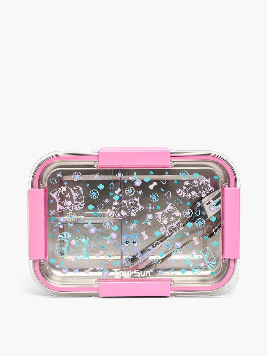 Cat Print Bento Lunch Box with 3 Compartments