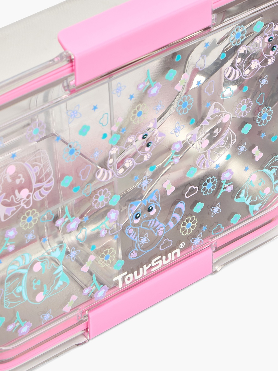 Cat Print Bento Lunch Box with 3 Compartments