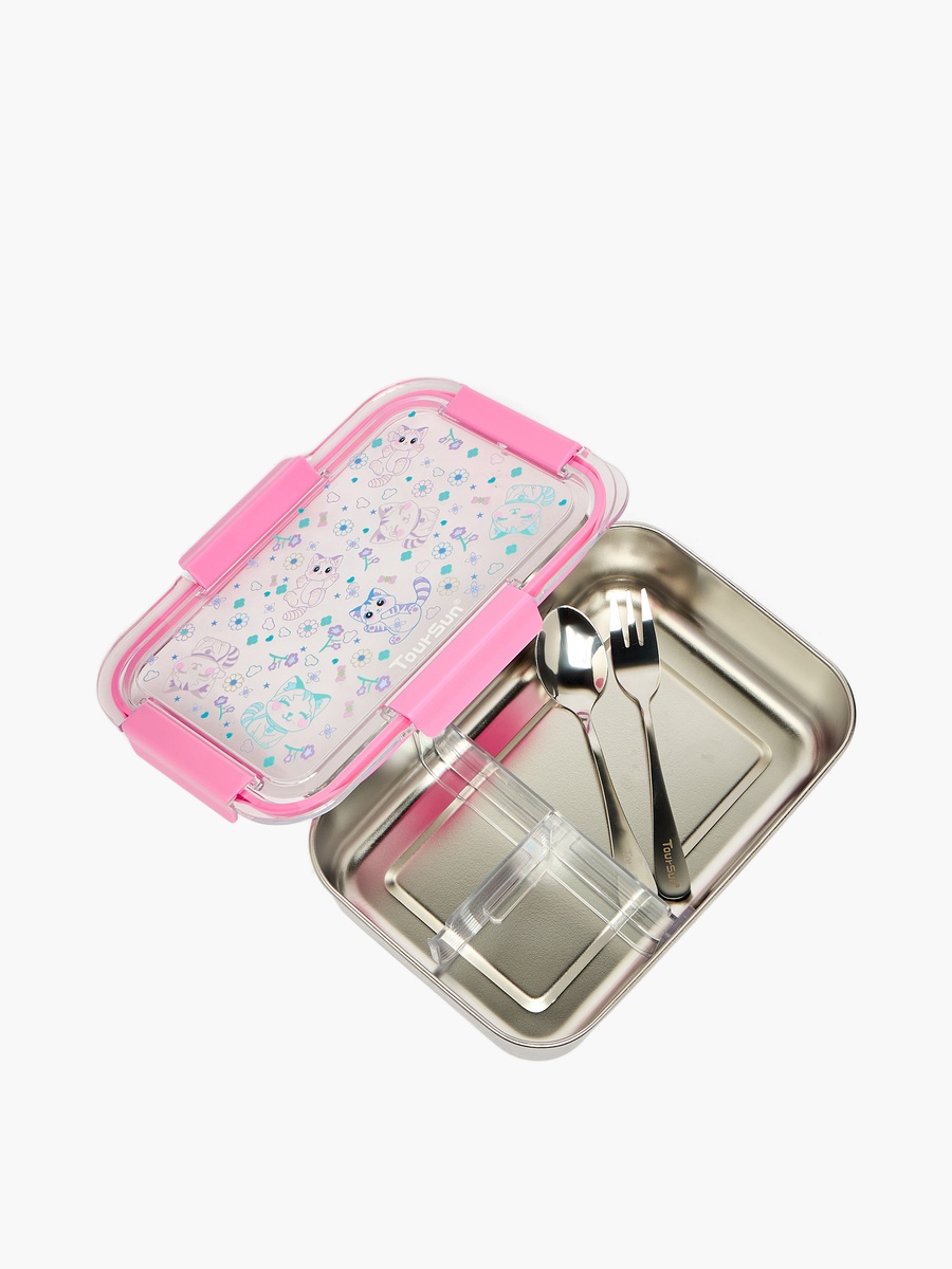 Cat Print Bento Lunch Box with 3 Compartments