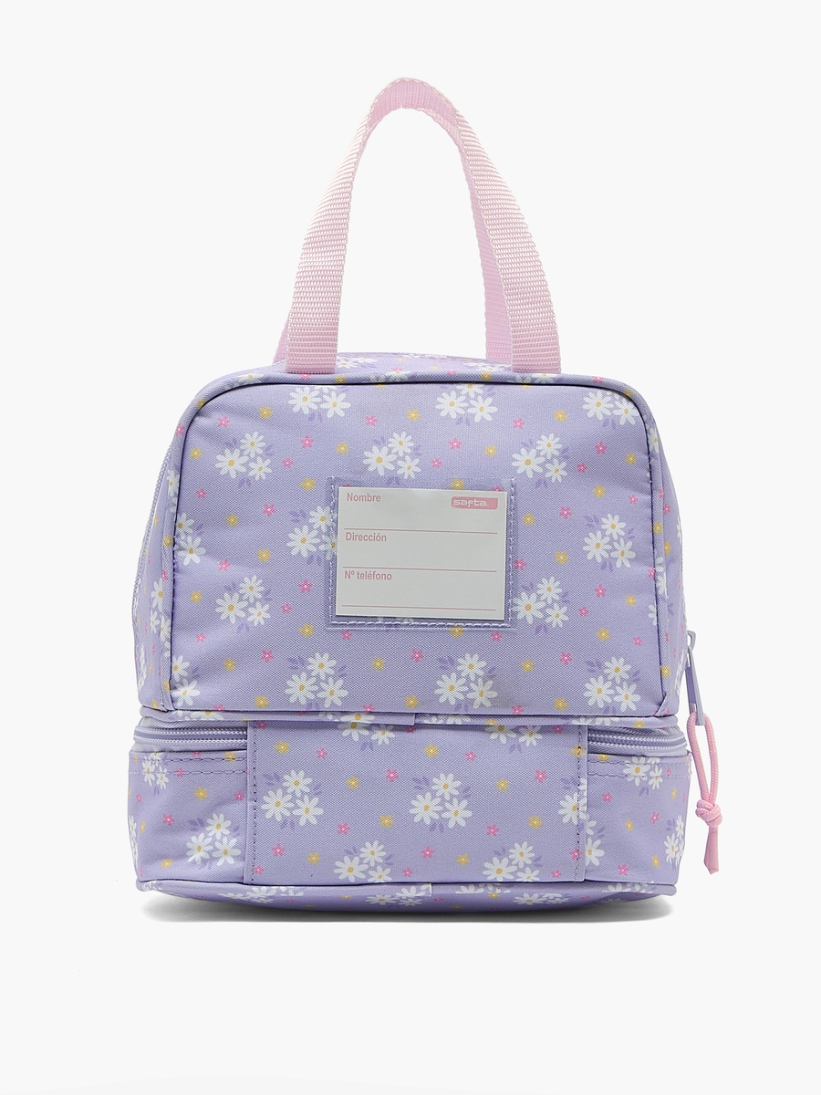 Floral Print Lunch Bag with Shoulder Strap