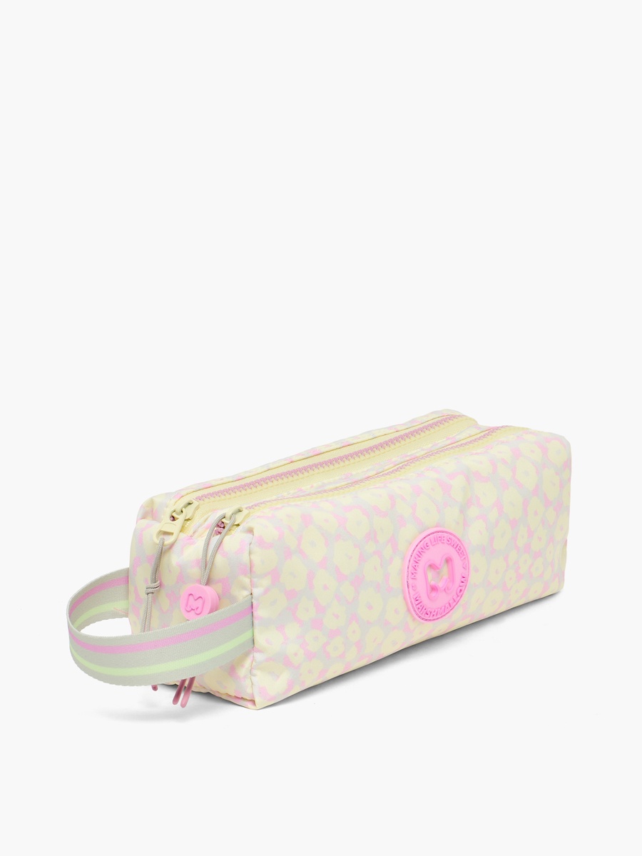 Floral Print Pencil Pouch with Dual Compartments