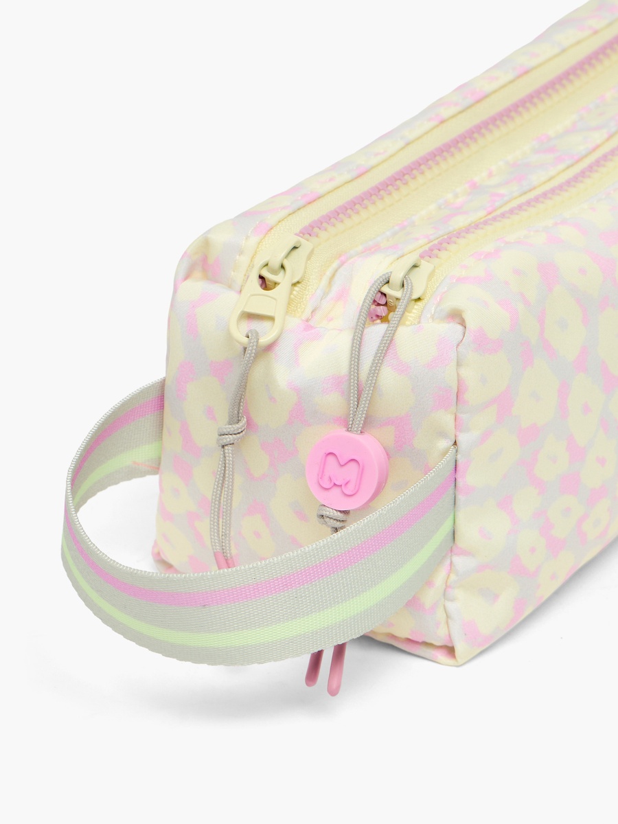 Floral Print Pencil Pouch with Dual Compartments