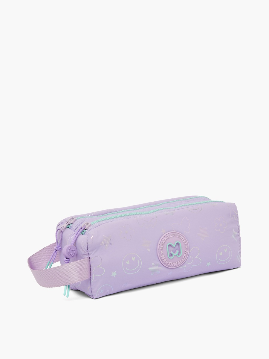 Holographic Print Pencil Pouch with 2 Compartments