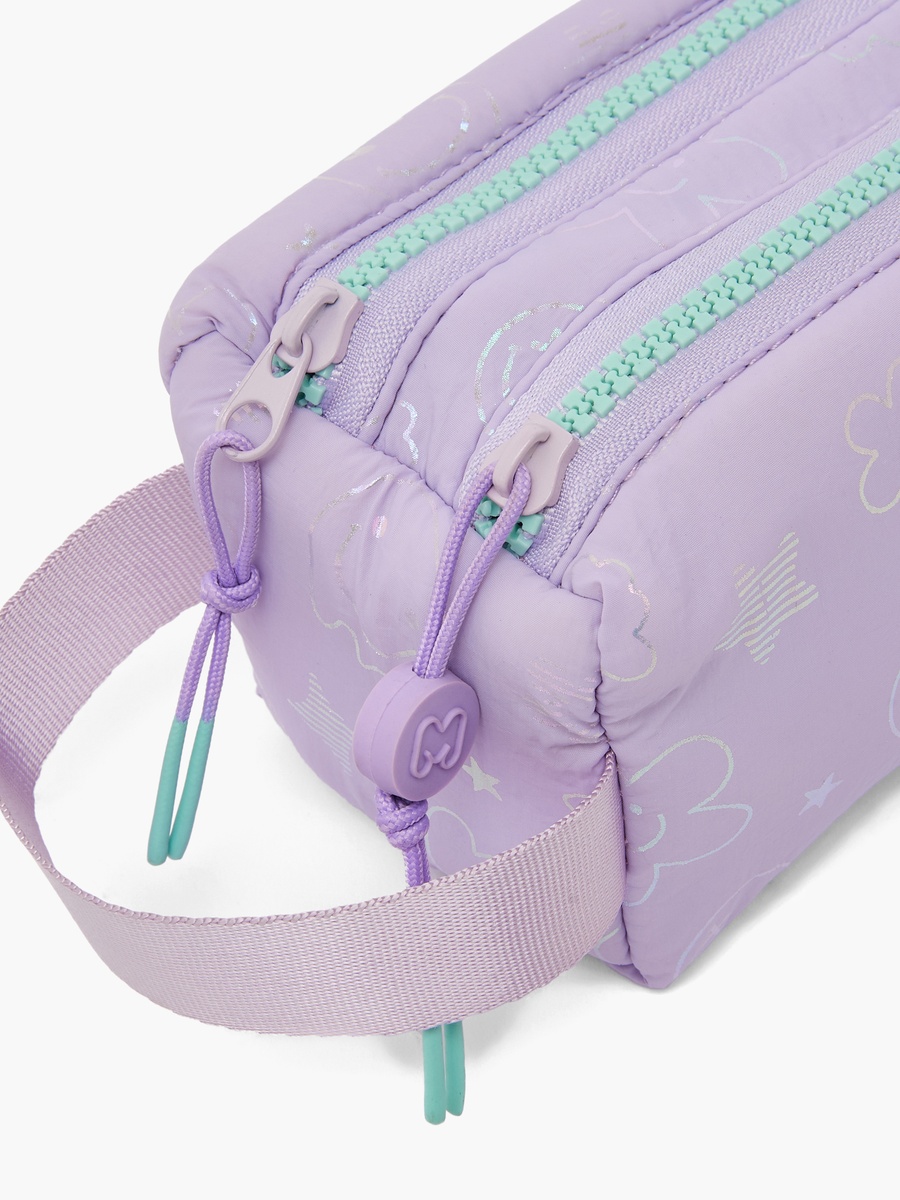 Holographic Print Pencil Pouch with 2 Compartments