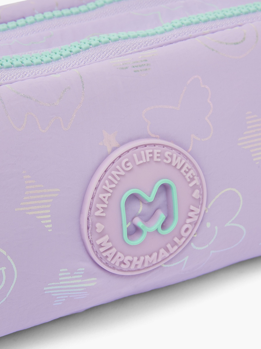 Holographic Print Pencil Pouch with 2 Compartments
