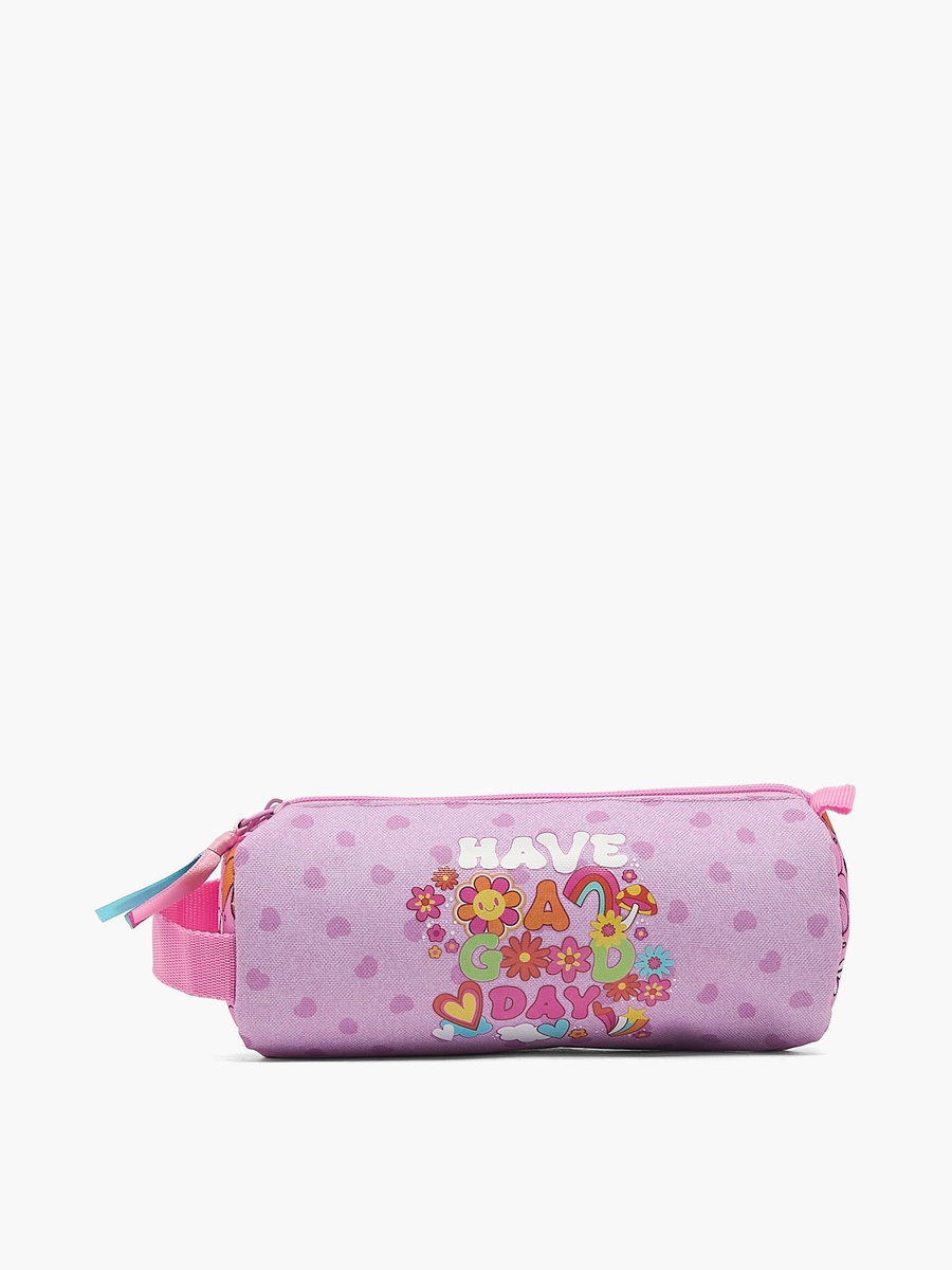 Slogan Print Pencil Pouch with Zip Closure