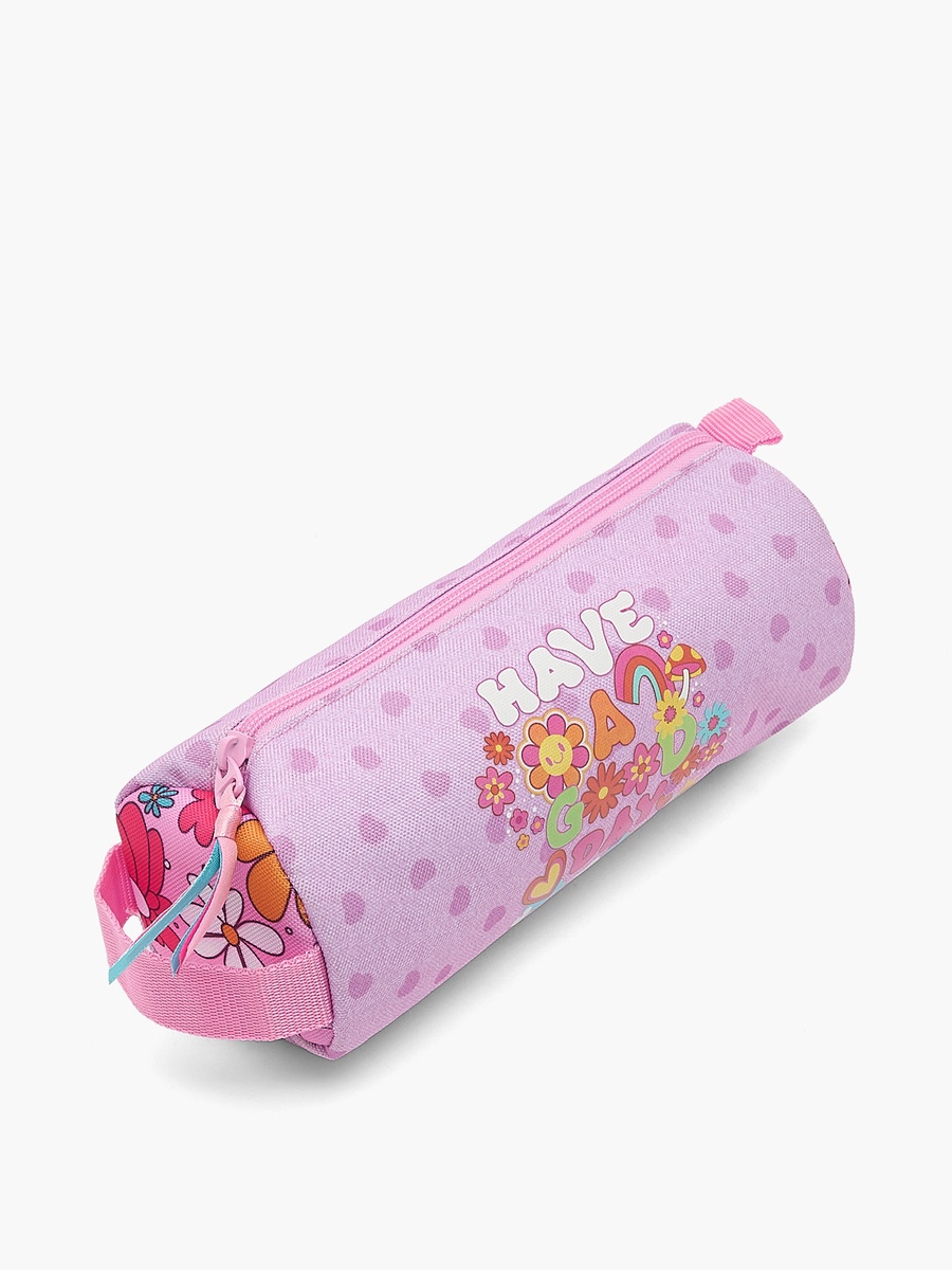Slogan Print Pencil Pouch with Zip Closure