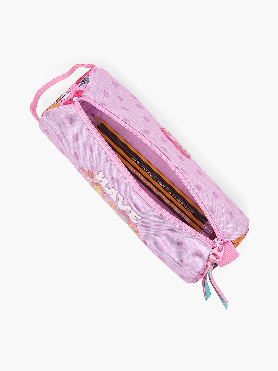 Slogan Print Pencil Pouch with Zip Closure