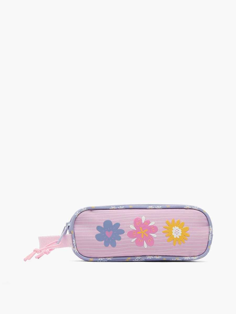 Floral Print Double Pencil Case with Double Compartments