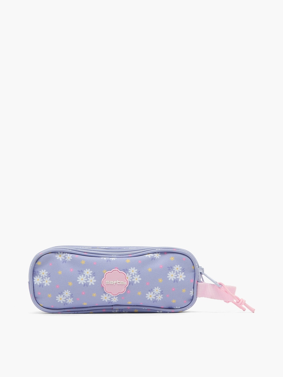 Floral Print Double Pencil Case with Double Compartments