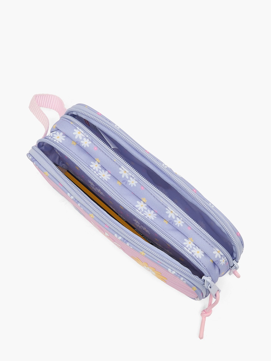 Floral Print Double Pencil Case with Double Compartments