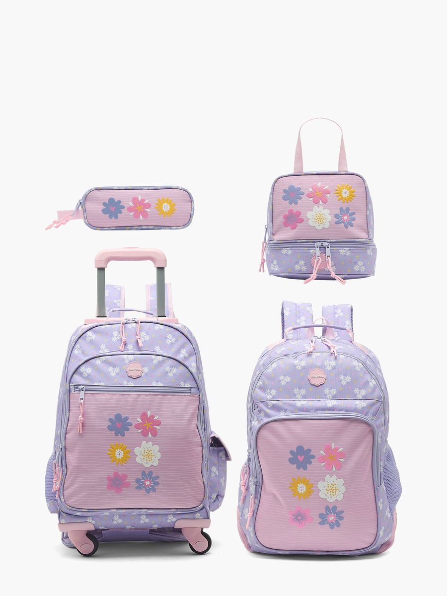 Floral Print Double Pencil Case with Double Compartments