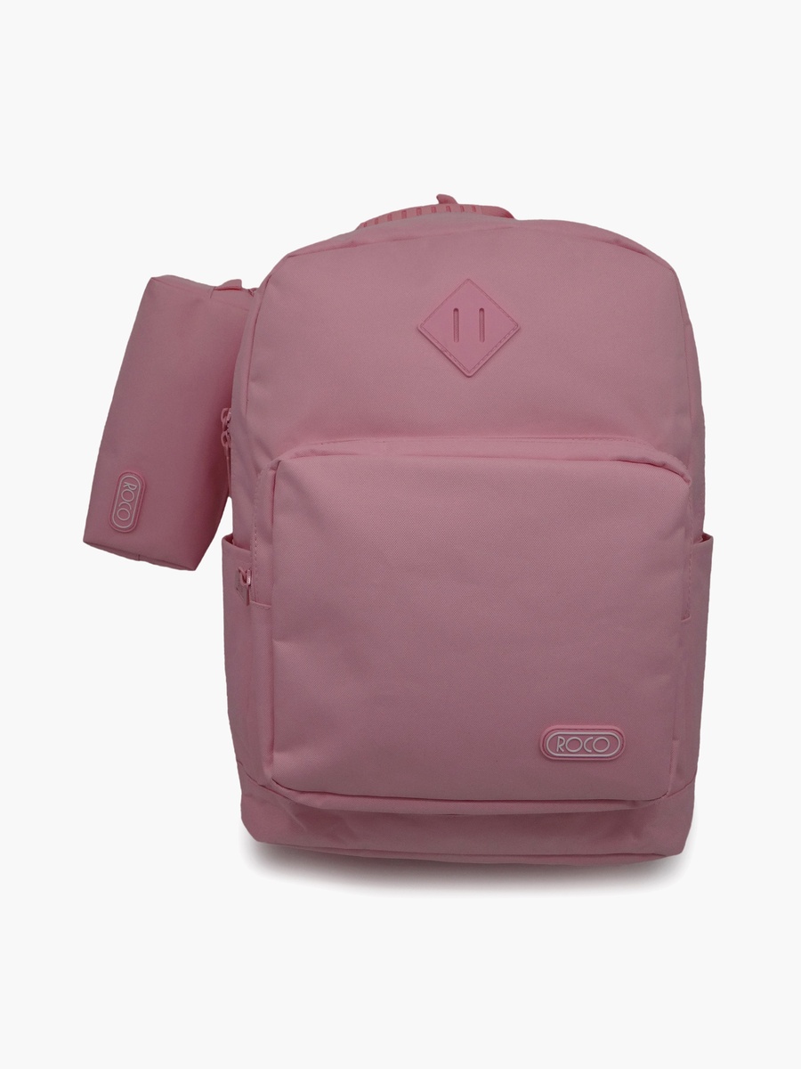 Plain 2-Piece School Backpack Set with Pencil Case - 17 Inch