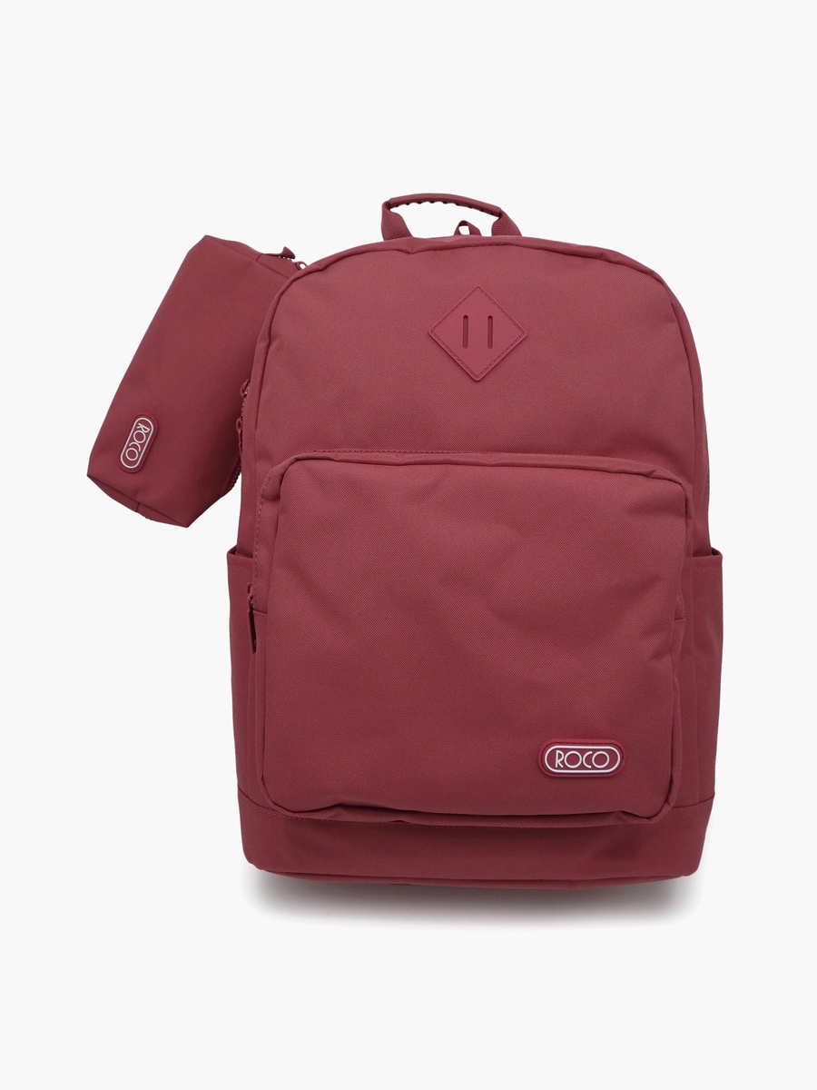 Plain 2-Piece School Backpack Set with Pencil Case - 17 Inch