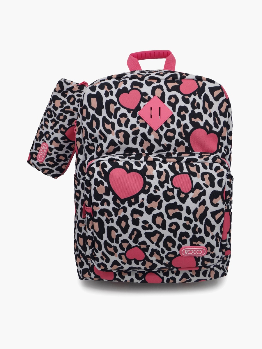 Animal Print 2-Piece School Backpack Set with Pencil Case - 17 Inch