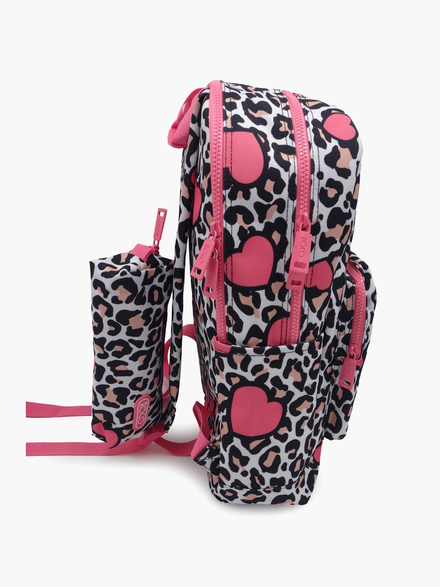 Animal Print 2-Piece School Backpack Set with Pencil Case - 17 Inch