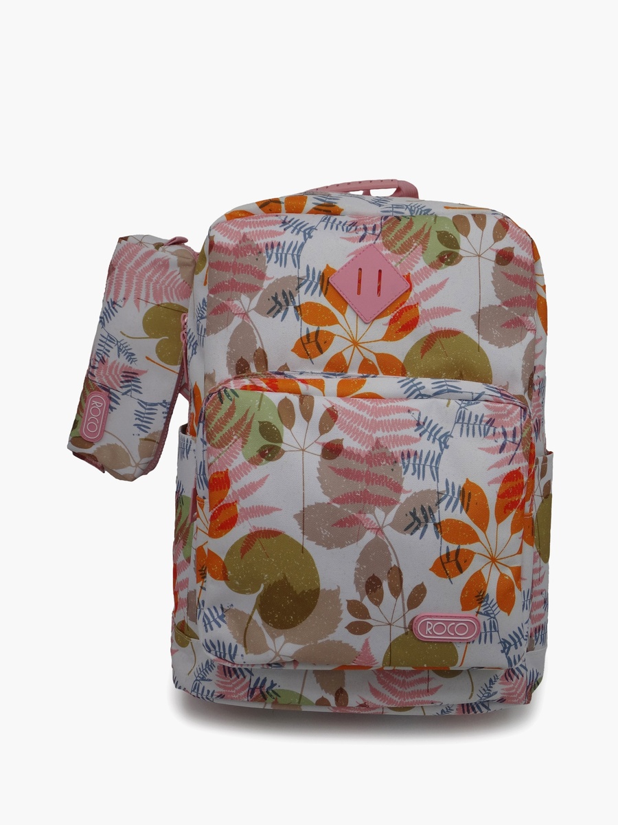 Floral 2-Piece School Backpack Set with Pencil Case - 17 Inch