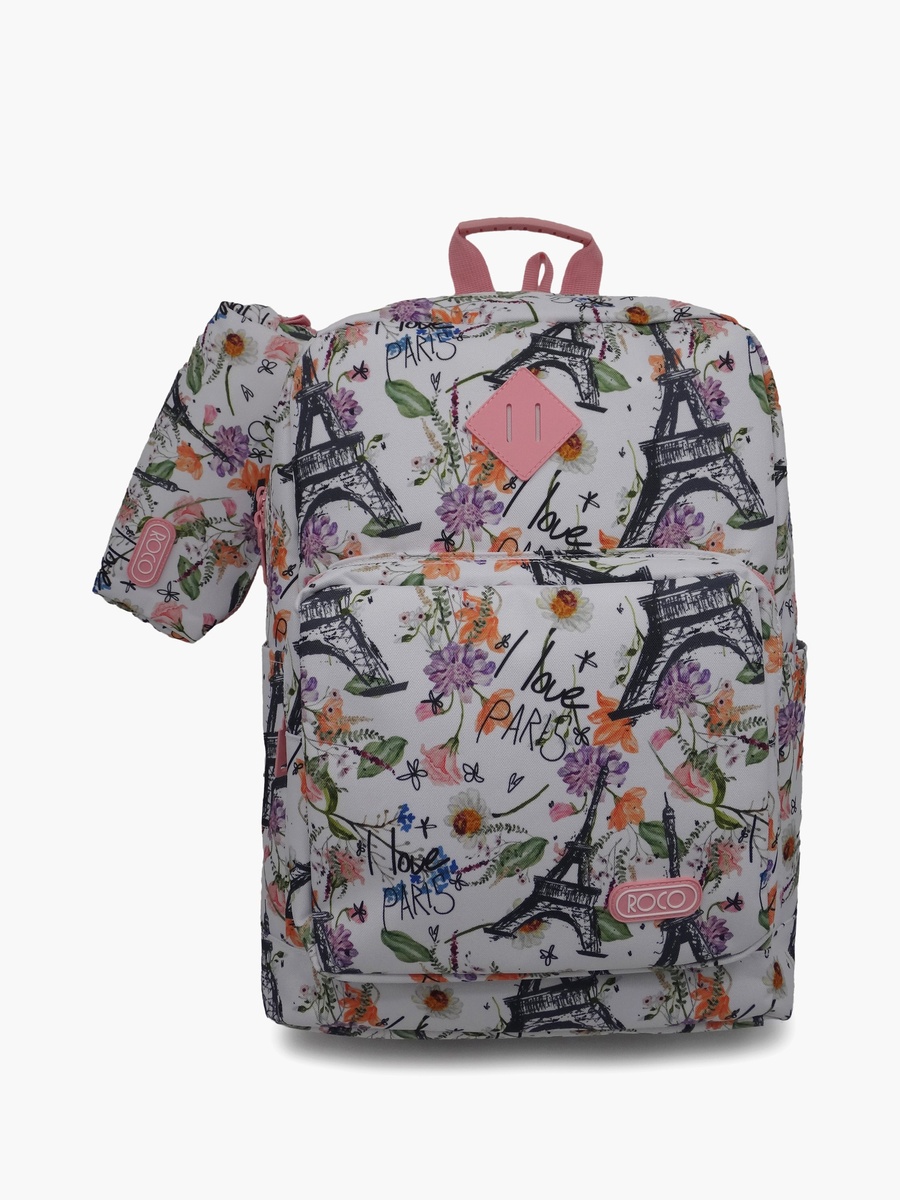 Floral 2-Piece School Backpack Set with Pencil Case - 17 Inch