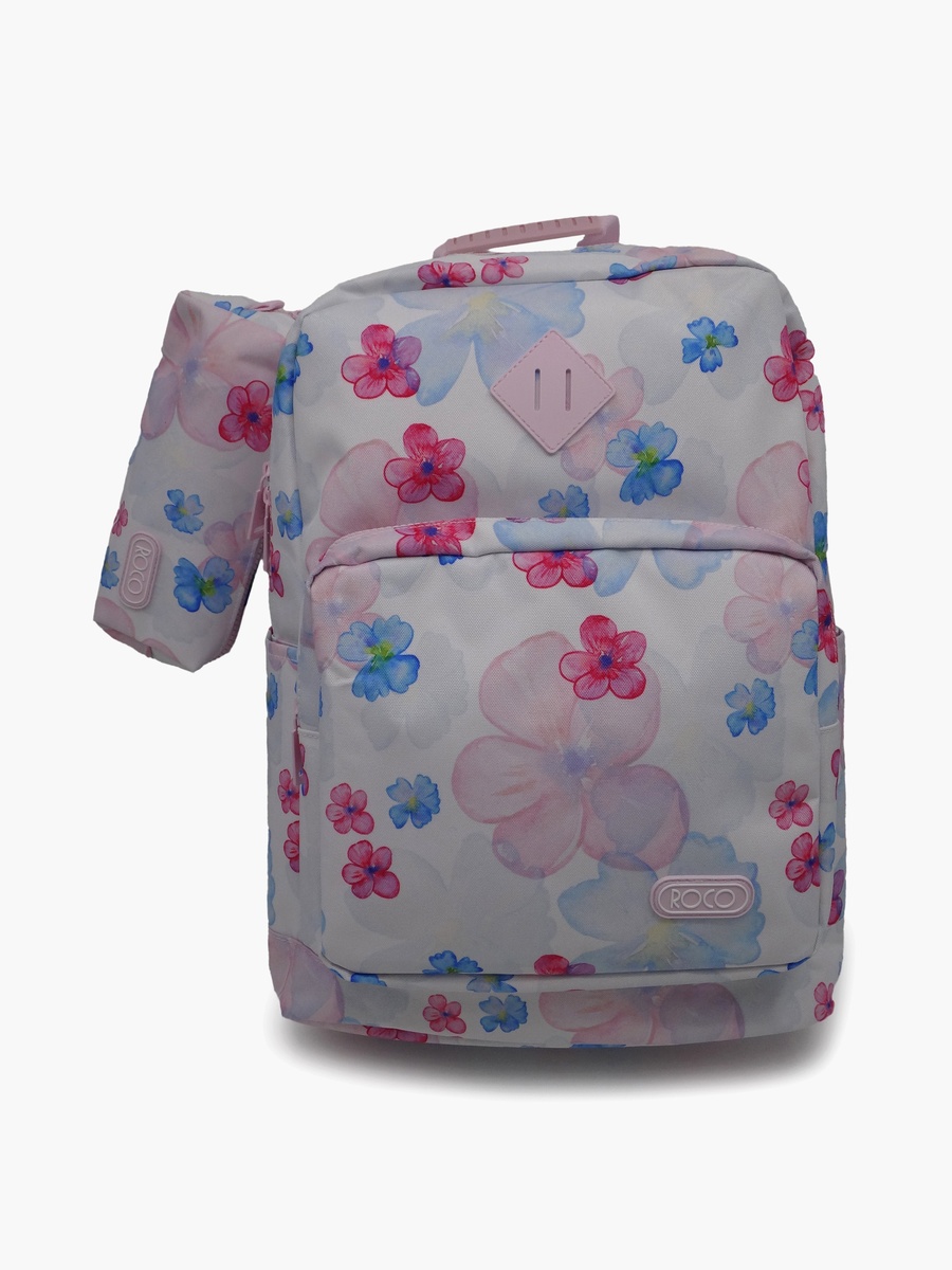 Floral 2-Piece School Backpack Set with Pencil Case - 17 Inch