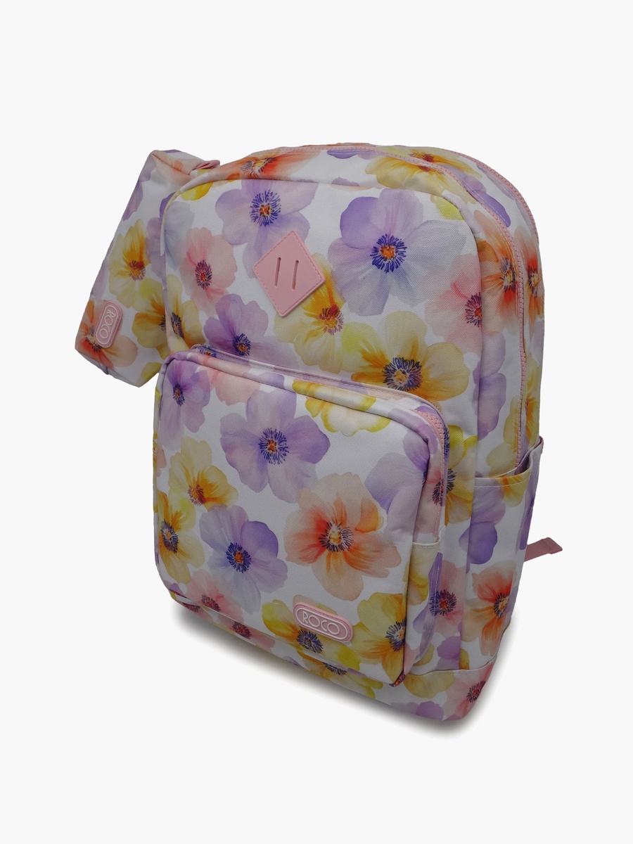 Floral 2-Piece School Backpack Set with Pencil Case - 17 Inch