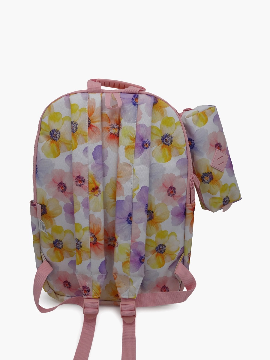 Floral 2-Piece School Backpack Set with Pencil Case - 17 Inch