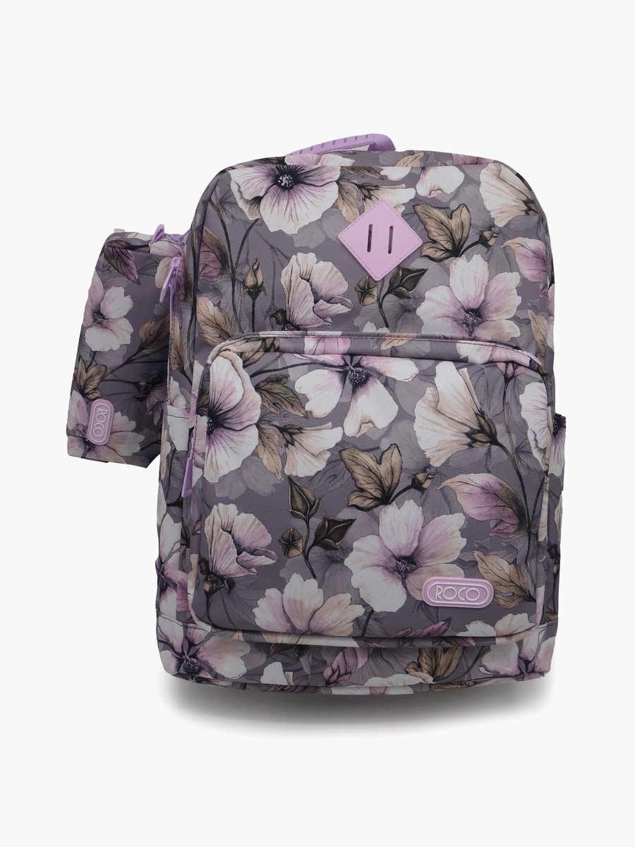 Floral 2-Piece School Backpack Set with Pencil Case - 17 Inch